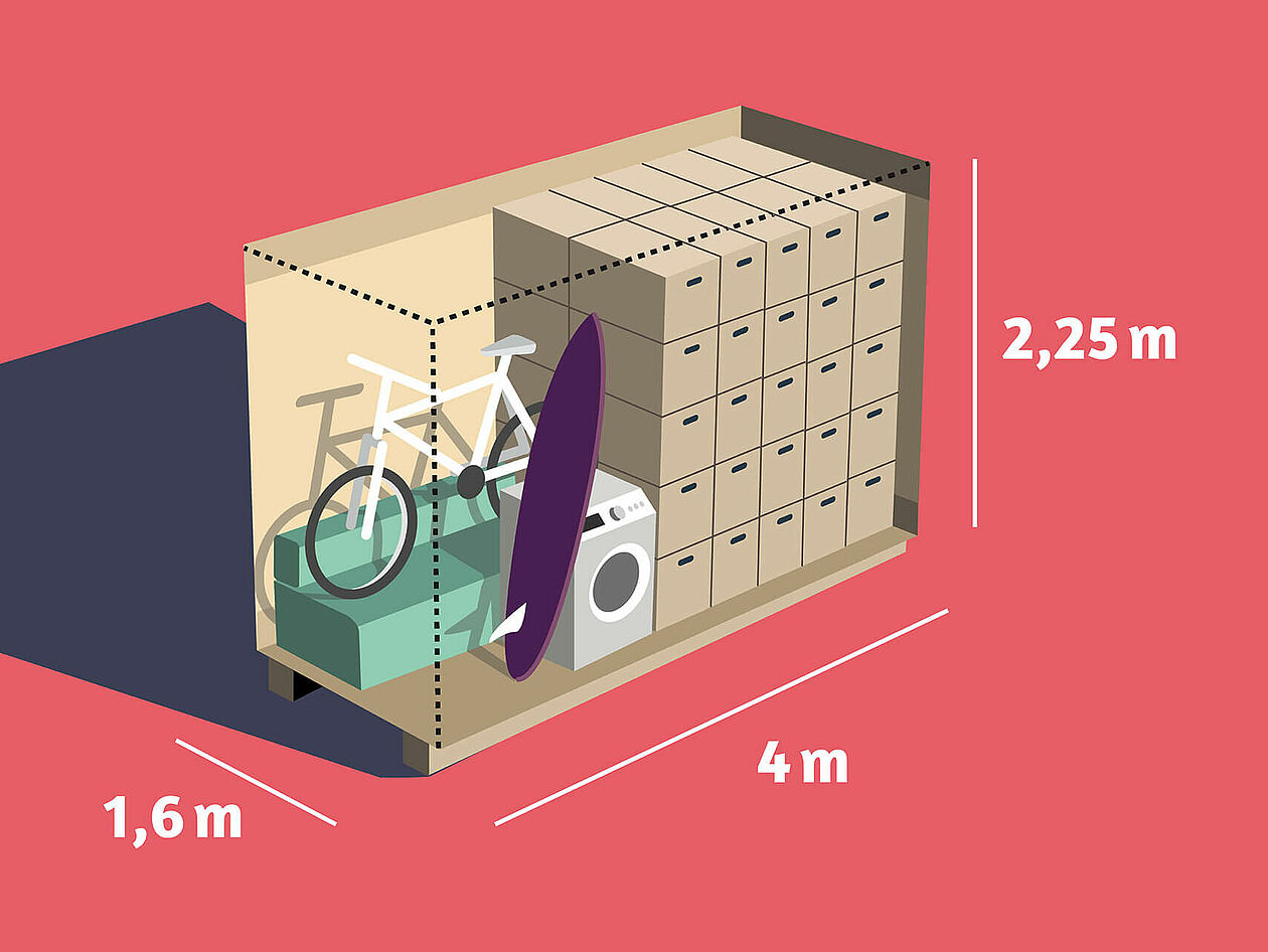 Illustration der Lagerbox XL mit 15 Kubikmeter Volumen